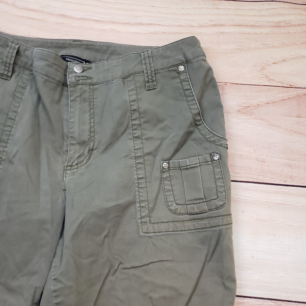VeneziaPants Womens 14 Green Capri Casual Mid Cropped Ladies Y2K 00s 33x16 - Picture 3 of 8